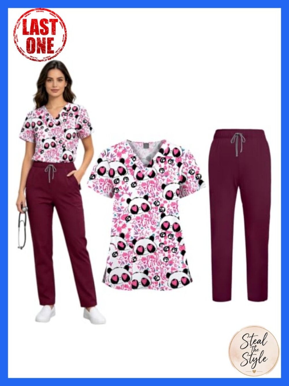 Womens Medical Scrub Set V-Neck Short Sleeve Stretch Nursing Uniform